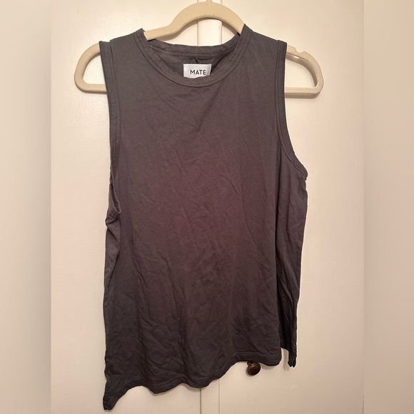 Mate The Label Tank Top Womens Size Large Charcoal Crewneck Organic Cott… - Picture 3 of 4